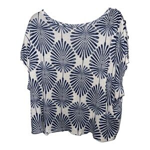 Joie Navy and White Patterned Blouse